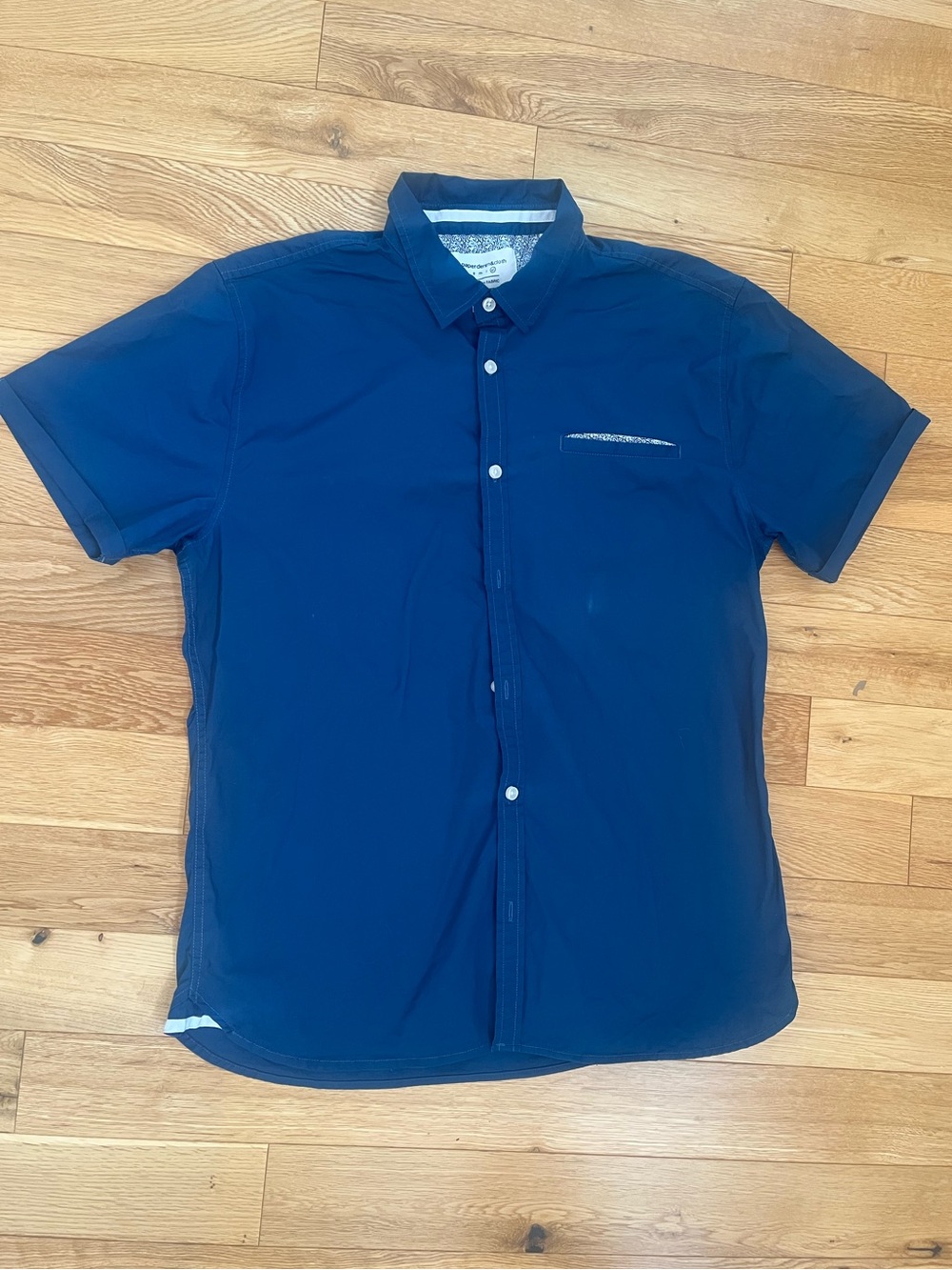 paper denim & cloth Men’s Blue Slim Fit Stretch Short Sleeve Button-Up Shirt XL